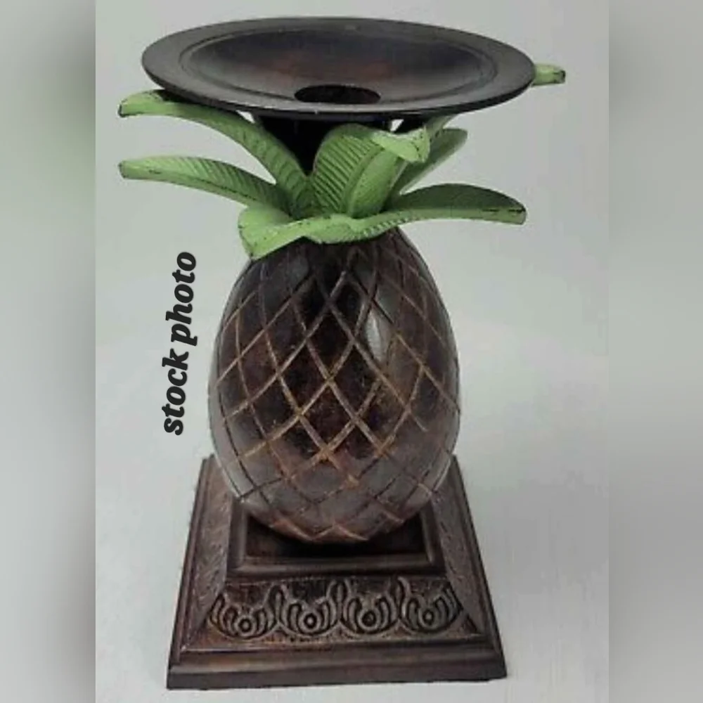 Brass Pineapple Tommy Bahama Style Heavy Candle Holder 7
